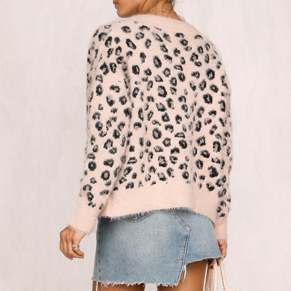 Fuzzy Pink Cheetah Buttoned Cardigan V-Neck - Picture 3 of 10